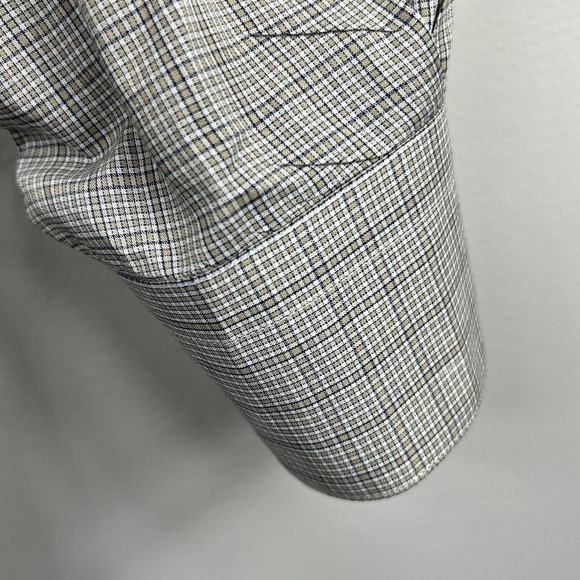 Ermenegildo Zegna Tan Blue Plaid Check Button Down Size S 39 15 1/2 - Picture 6 of 14